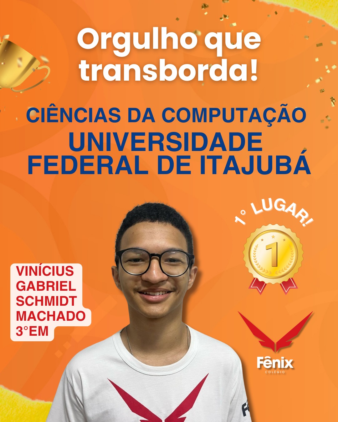 Vínicius Gabriel Schmidt Machado [3º Ensino Médio] - Ciências da Computação - Universidade Federal de Itajubá, 1º LUGAR - Colêgio Fênix Pouso Alegre